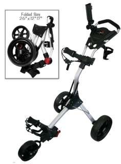 Izzo Golf Dart 3 Wheel Push Cart   EZ Fold & Compact   Silver   NEW 