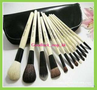   Brown 12pcs Goat Hair Makeup Brushes Set Cosmetic Brush+Case  