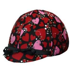  Equestrian Riding Helmet Cover   Pink and Red Glitter 