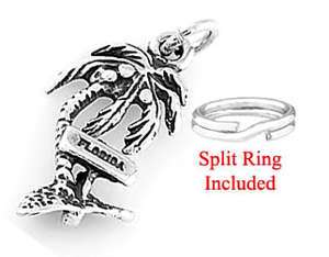925 SILVER FLORIDA PALM TREE CHARM WITH SPLIT RING  