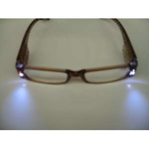  Lighted Reading Glasses +2.00 Night light LED Frame (BROWN 