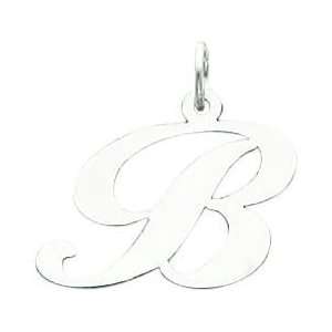  Fancy Cursive Letter B Charm 14k White Gold: Jewelry