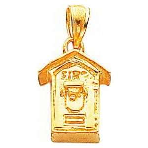  14K Gold 3D Fire Alarm Box Charm Jewelry