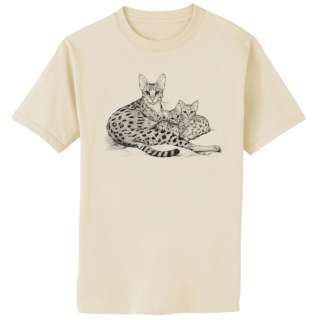 Savannah Cat Mom and Kittens Art T Shirt Youth   Adult  