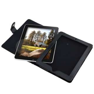   BLACK FLIP LEATHER W/ STAND POUCH CASE FOR IPAD 1 1ST GEN  