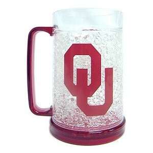  Oklahoma Sooners Freezer Mug   Set of Two Crystal Glasses 