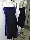 Betsey Johnson Blue Velvet Stretch Strapless Dress Sz 4