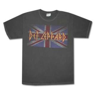 Def Leppard British Flag Gray Graphic T Shirt  