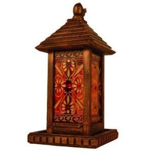   Attractive Hand Stained Glass And Wood Bird Feeder