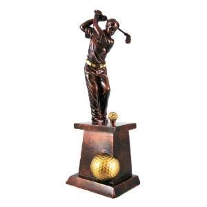    Bronze Finish Male Golfer Statue Golf Golfing
