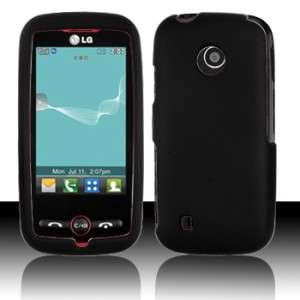Black Rubberized Hard Case Phone Cover LG Attune UN270  
