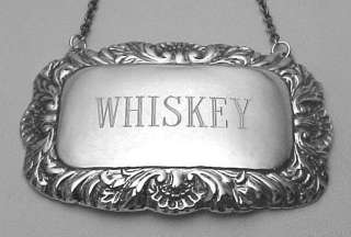 Whiskey Liquor Decanter Label / Tag   Sterling Silver  