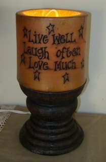 Primitive Country Vanilla LIVE LAUGH LOVE Electric Wax Candle Night 