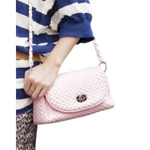   Baguette Bag Handbag Fish Scales Chain Quilted Cute Women Pink 030114
