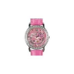  Hello Kitty Design Crystal Wrist Watch with Leather Band 