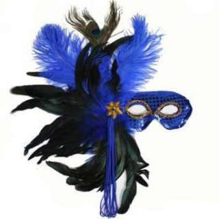  Royal Blue Elegant Masquerade Mardi Gras Feather Mask 