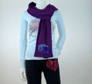Queen of Evil   E.vil Waffle Thermal Scarf Crocodile Purple Size OS 