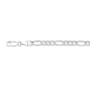 Mens Figaro Chain Necklace 14K White Gold 4mm 10.8gr 24  