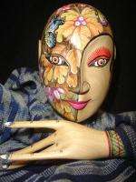   puppet Doll Ikat~Balinese painting~hand carved wood~Bali ART  