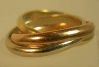 TIFFANY 3 BAND WEDDING BAND RING 14K TRI GOLD SIZE 8  