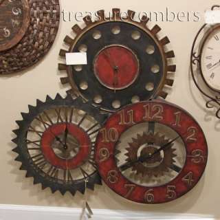 Large Rusty Movements Iron Gears Gallery WALL CLOCK  