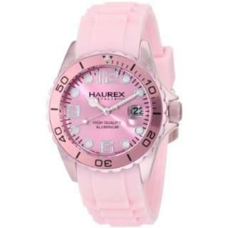 Haurex Italy Womens 1K374DP1 Ink Soft Pink Rubber Band Aluminum Watch 