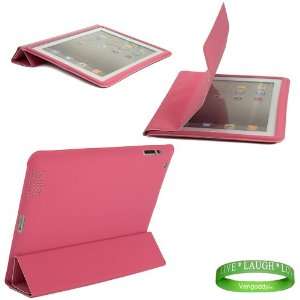 Polyurethanes Leather Smart Flap iPad 2 Cover   ( Hot Pink 