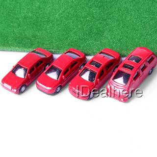 Red 4pcs 1100 Scale Model Car Vehicle Toy Mixed Style  