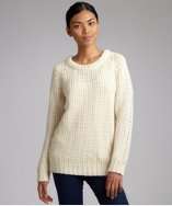 Theory ivory wool blend chunky open knit boxy sweater style# 320064901