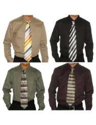 PACK: Four Mens Eterno Italy 100% Cotton Dress Shirts & Four Neck 