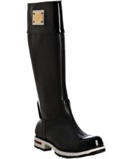 Dolce & Gabbana black patent trimmed tall rain boots   up to 