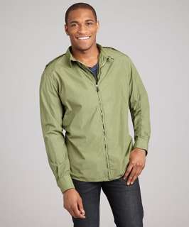 Bottega Veneta light green cotton zip front shirt