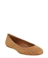 Alexander McQueen tan leather gold studded ballet flats style 