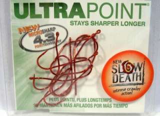 Package of 10 Size 4 Mustad Slow Death Red Ultra Point Fishing Hooks 