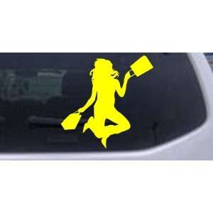 Happy Jumping Girl Shopping Silhouettes Car Window Wall Laptop Decal 