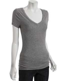 linQ grey heather jersey layered trim v neck t shirt   up to 
