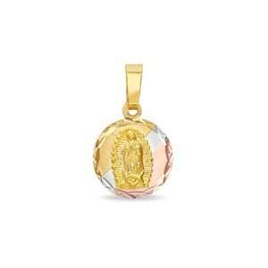  Our Lady of Guadalupe Medal Charm in 14K Tri Tone Gold 14K 