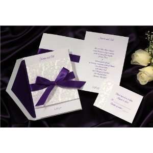   Fold Over with Purple Ribbon Wedding Invitations