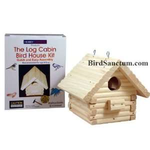 Wooden Log Cabin Bird House Kit Patio, Lawn & Garden