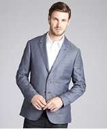 Paul Smith blue chiaro wool linen two button blazer style# 319788701