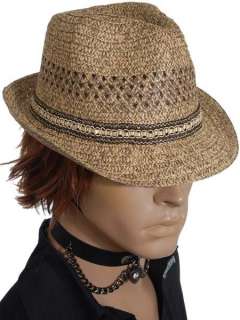 HJ1657 Brown Braid Straw Mens Fedora Trilby Hat  