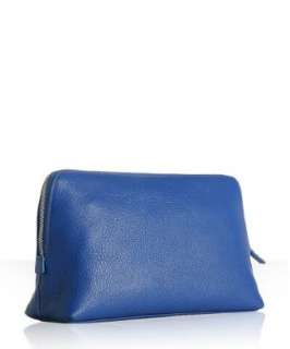 Tumi blue leather large cosmetic case   