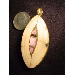 Mammoth Fossil Ivory with 14 Kt. Gold Bail and Stone Inlay 