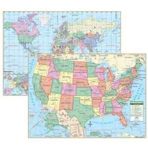  Map Group/universal Maps UNI15848 Us & World Primary Deskpad Maps 