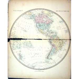  Harrow Antique Map 1880 Western Hemisphere North South 