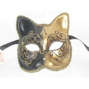   Black Gold Gatto Lillo Venetian Masquerade Party Mask
