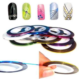 10 COLOR ROLLS NAIL ART TIP DECORATION STRIPING TAPE y  