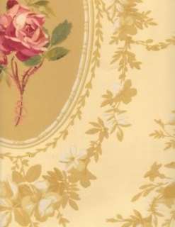   SS20701 French New Romantic Gold Cameo Vintage Flower Wallpaper  