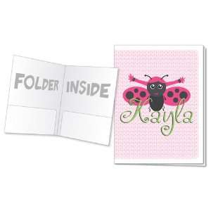  Hot Pink Ladybug Personalized School Folder Office 