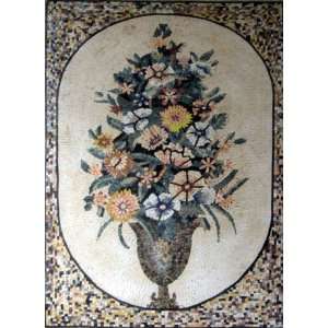  32x48 Flower Mosaic Art Tile Mural Wall Decor